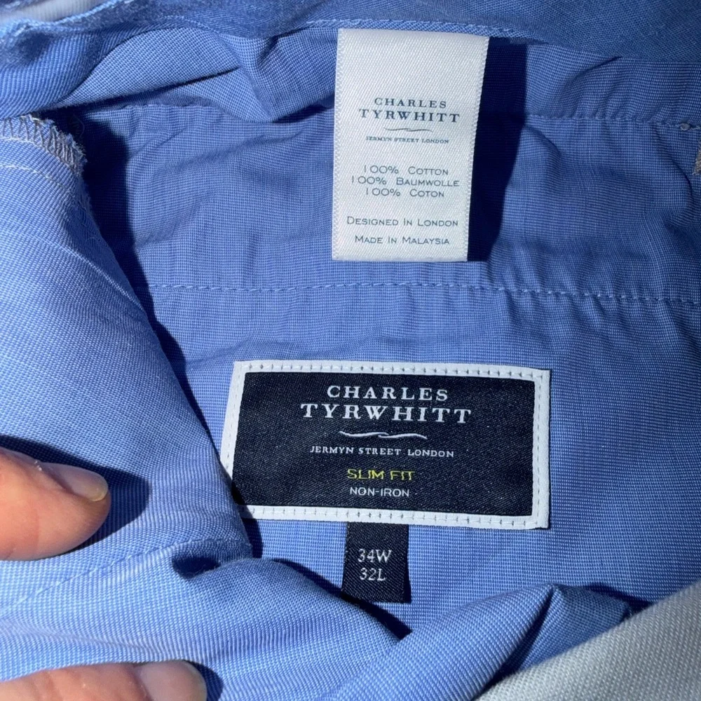 NWOT Charles Tyrwhitt Men’s Light Gray Dress Pants 34W 32L - Picture 3 of 5